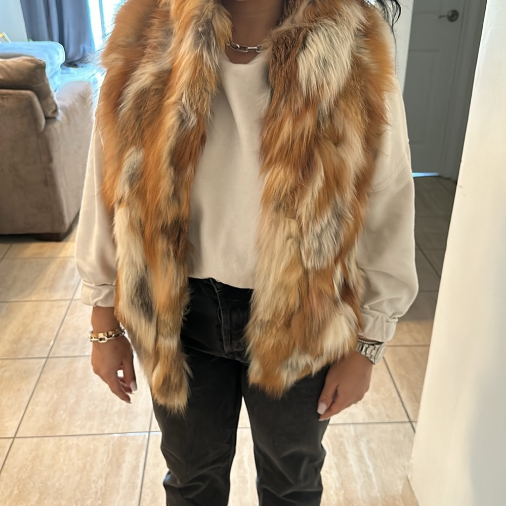 Multi color rabbit fur vest